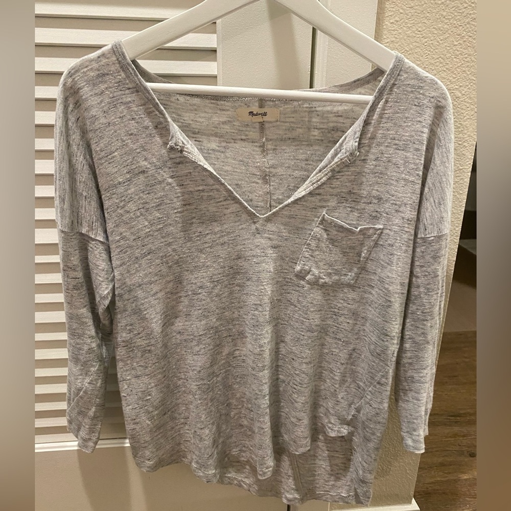 Gray 3/4 sleeve length Madewell Tee